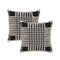 Edge Collections - 18-inch H x 18-inch W x 4-inch D - Black - Decorative Plaid Throw Pillows with Fringe - 2 Pieces